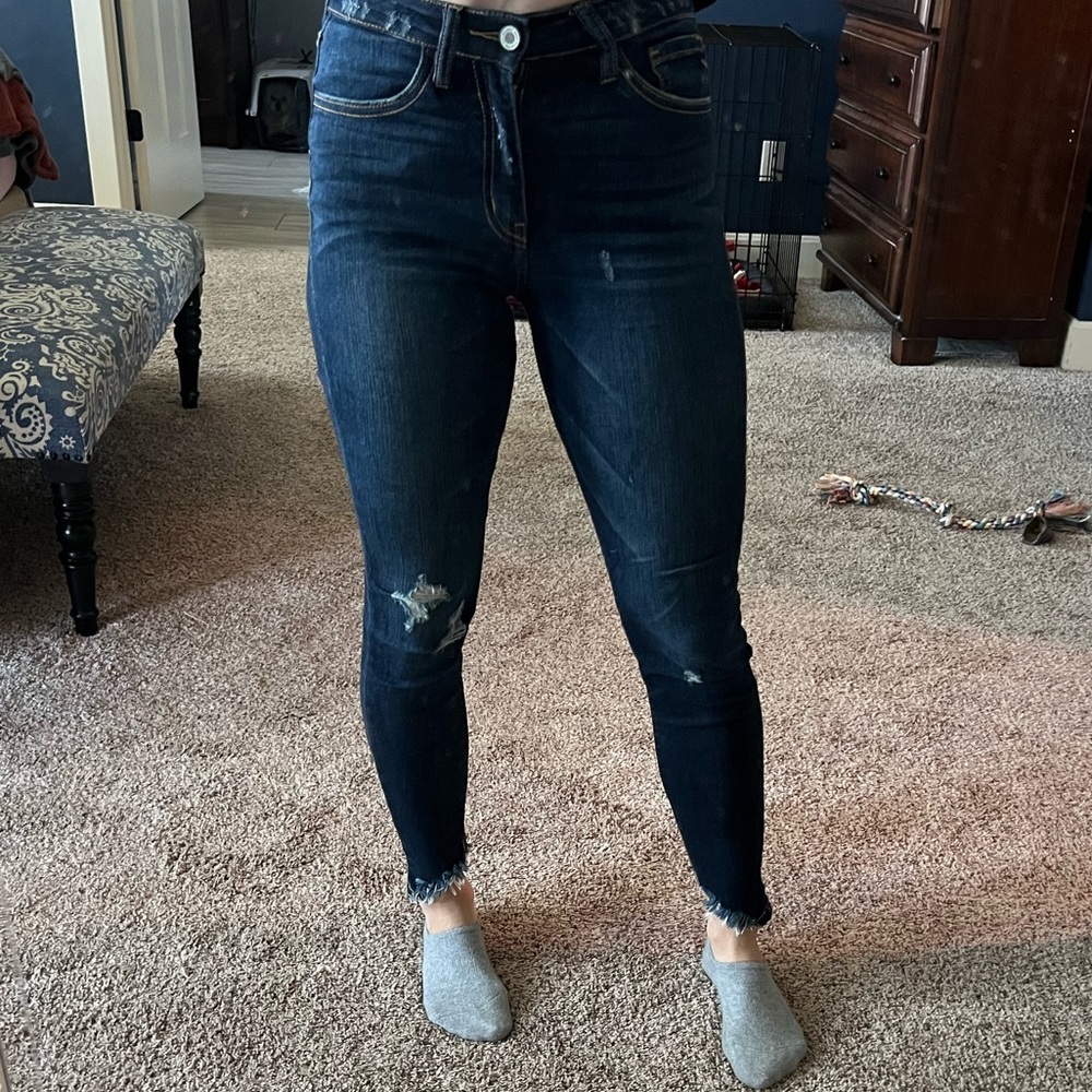 Kancan distressed skinny high rise denim
